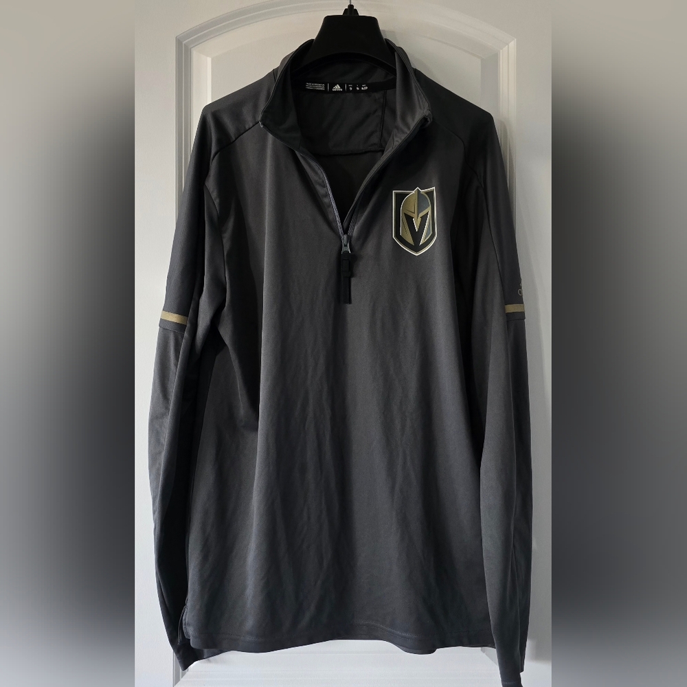 Vegas Golden Knights Adidas NHL Mock Neck 1/4 Zip Gray 2017 Pro Wind Shirt Small